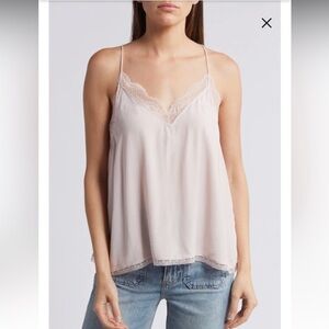 NWT Treasure & Bond Blush Baby Pink Lace Teddy Trim Cami Tank Top Size M